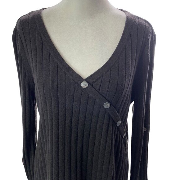 SOFT SURROUNDINGS Sweater Pullover Long Sleeve Button Accents Brown PM 5-32 - Picture 4 of 15